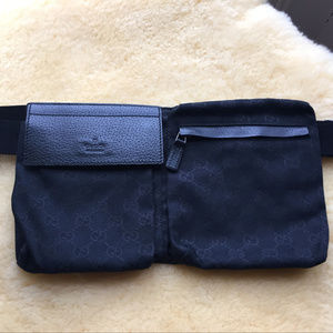 GUCCI Monogram GG Fanny Pack Belt Bag Black